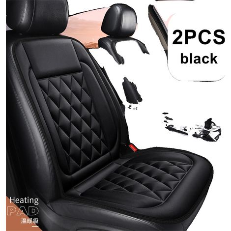 Cuscino per sedile auto, riscaldamento rapido, temperatura regolabile, 2 pezzi, nero (1/2)