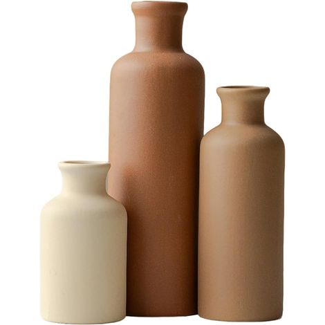 Ceramic Vase Clay Earth Small Flower Vases for Pampas Grass and Dried Flowers, Modern Rustic Decor for Shelf, Table, Bookcase (1/5)