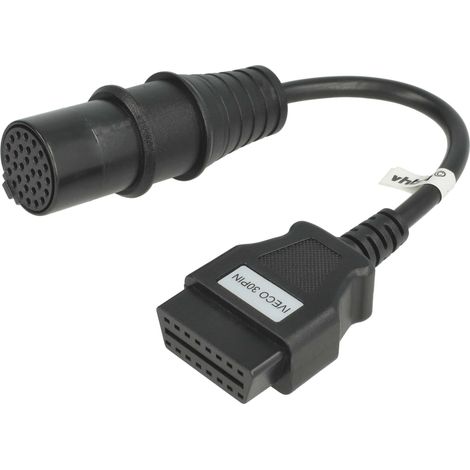 vhbw OBD2 cable adaptador On-conector de diagnóstico a bordo 30pines OBD1 a 16 pines OBD2 compatible con Iveco vehículo, equipos de diagnóstico 40cm