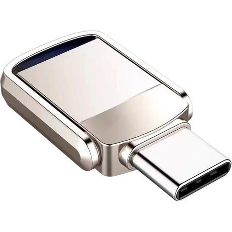 Clé USB 512 Go, connecteur USB-C, finition argent métallique, mémoire flash haute capacité, stockage de données portable, design robuste en métal, compatible PC et Mac. (1/4)