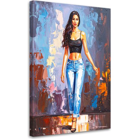 Quadro su tela, Donna in jeans - 40x60 (1/2)