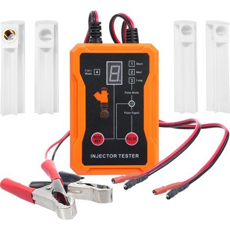 Testeur d'injecteurs, kit de test et de nettoyage d'injecteurs de carburant avec 4 adaptateurs, quatre modes de sortie de signal d'impulsion, outil de test d'injecteurs de carburant automobile, blanc (1/5)