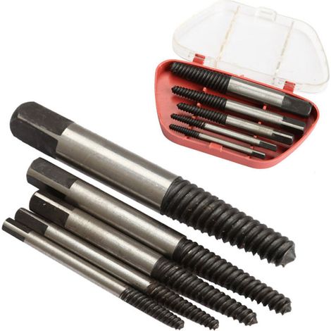 Jeu d'extracteur de vis en acier 3mm-18mm, Kit d'outils pour enlever les boulons et les goujons, perceuse centrale, 5 pièces (1/5)