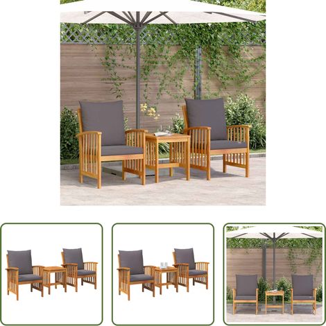 Fauteuil de jardin - Ensemble de canapé de jardin avec coussin 3 pcs Huile Naturelle (1/5)