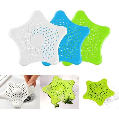 Set de 3 filtres déchets vidange d'évier et douche en forme d'étoile de mer (1/5)