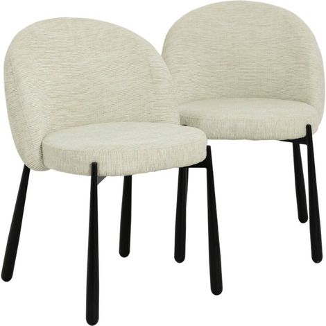 Chaise en tissu écru et pieds en métal Ondine (lot de 2)