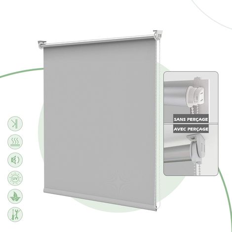 Store Enrouleur Occultant - 1 Pièce - Polyester Gris Clair - Isolation Thermique - Chambre et Salon - 55 x 120 cm (1/5)