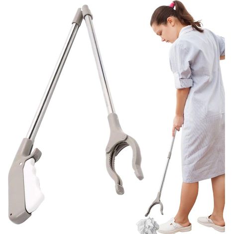 Pince à déchets pliable – Pince en acier inoxydable avec poignée antidérapante et tête rotative (1/5)