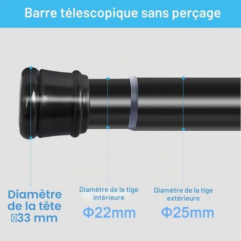 Tringle à rideau télescopique - 1 pièce - Acier noir mat - Sans perçage antidérapant - Salle de bain et placard - 83 à CASSETTE VHS (1/5)