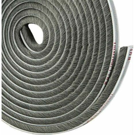 -Joint Brosse Adhésif pour Placard Porte Coulissante, Isolant Anti Froid et Anti Poussière, Longueur de 4,9m x 5mm x 9mm, Couleur Grise.- (1/4)