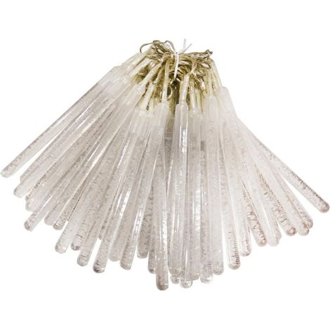 Juego de 40 luces LED blancas para árbol de Navidad, con forma de carámbano y alimentadas por la red eléctrica, con burbujas de aire. (1/4)