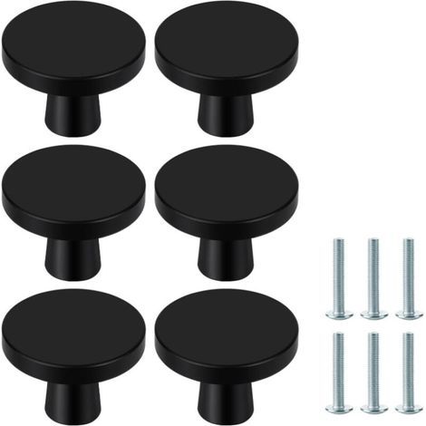 Stückzahl Türknöpfe, schwarze Schrankknöpfe, runde Schrankknöpfe, schwarze Schubladenknöpfe, Küchentürgriffe für Kommoden, Schränke, Möbel.
