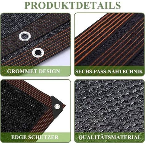 Filet d'Ombrage Noir,Filet Protection Solaire,Filet D'Ombrage,Filet D'ombrage Terrasse,Tissu D'Ombrage,Voile Solaire,Voile d'ombrag (1/3)