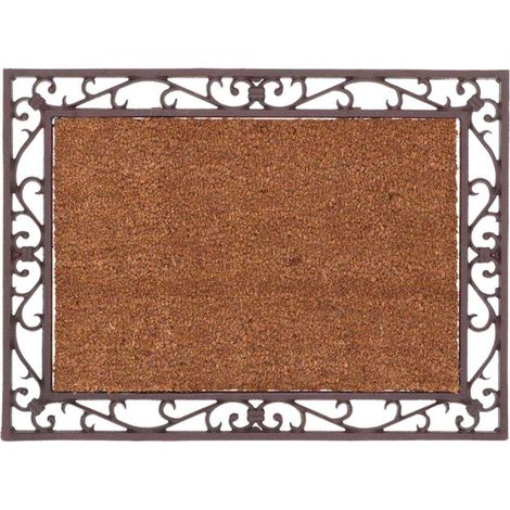 Paillasson rectangulaire 75 x 55 cm – Fonte et coco – Design victorien – Brosses en coco pour salissures tenaces – Best For Boots