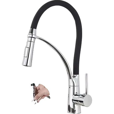 Grifo de cocina con rociador extraíble, monomando, cromado. (1/2)