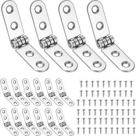 16 Pcs Charnière Plate, Charniere Porte Placard Cuisine, Charnières Pliantes à 180 Degrés, Charnières pour Porte en Bois Armoires Meubles Table Pliante (1/5)