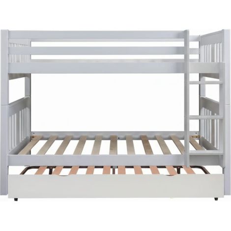 Litera + cama elevable madera blanca 90x190cm
