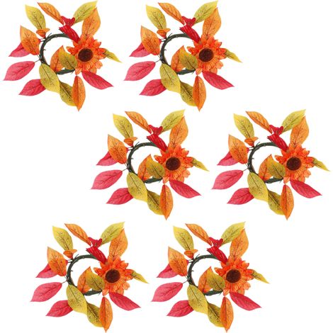 (6 pièces par sachet) (Un chandelier tournesol (sans lumière), couronne de chandeliers en forme de feuille d'érable pour la décoration de table de fête, couronne de fleurs) (1/3)