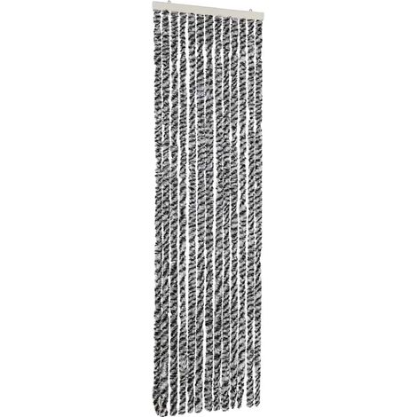 Rideau anti-mouches gris et noir et blanc 56x200 cm chenille CFW65139 (1/5)