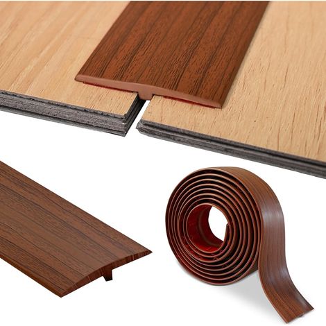 PVC Profilé en T Barre de Seuil, Profilé de Transition Autocollant, 5cm x 300 cm, Pour Seuils de Porte et Sols de Raccordement (1/5)