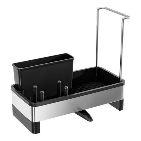 Amplio escurridor de cocina para el fregadero，con desagüe automático，cubo de almacenamiento de acero inoxidable para el fregadero (1/5)