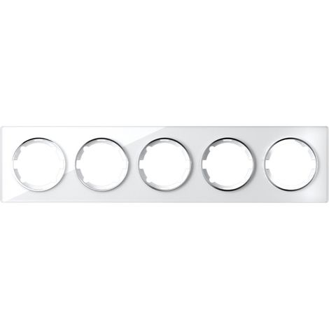 Plaque de finition en verre horizontal 5 postes – Design élégant et résistant aux rayures – Protection IP20 – Pour installation électrique – Warm-On