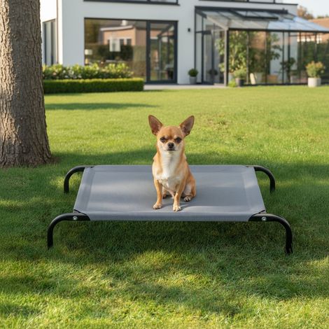 belviona Hundeliege erhöht, wetterfestes Outdoor-Hundebett mit stabilem Metallrahmen, atmungsaktiv & pflegeleicht, 75x47 cm, grau (1/5)