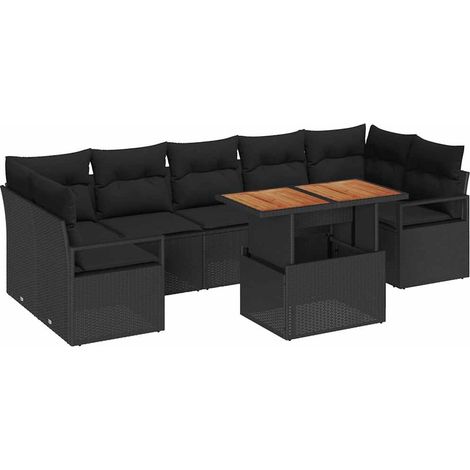 Maison Exclusive - Garten-Sofa-Set mit Speicher 8 pcs Schwarz Pol