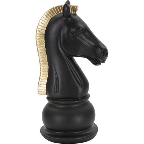 Pièce d'Échec en Résine "Cavalier" 19cm Noir (1/5)