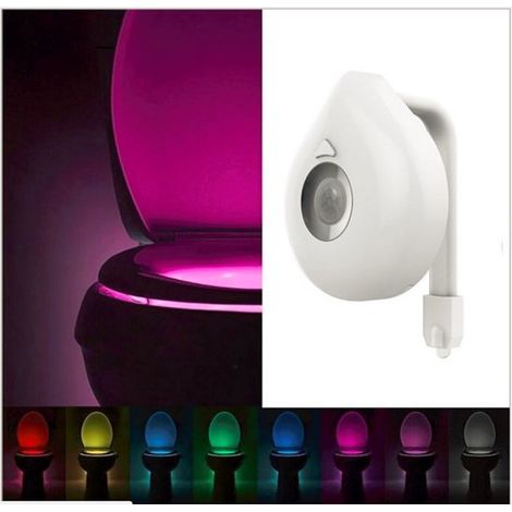 Toilettenbeleuchtung mit Bewegungsmelder LED-Nachtlicht mit 8 farbwechselnden Lichtern und PIR-Bewegungsmelder geeignet für jede Toilette auch (1/5)