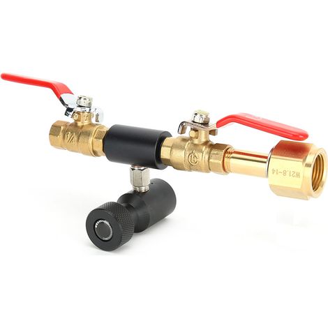 Adaptateur de remplissage de cartouche de CO2 à double valve CGA320 avec valve noire pour SodaStream (1/5)