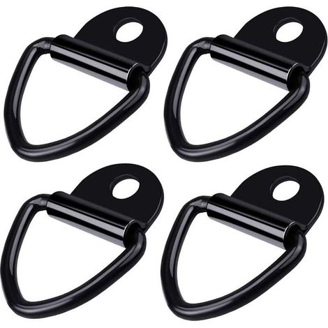 4 pièces Anneau d'arrimage, remorque d'anneau Montage D, Crochet d'arrimage d'arrimage en Acier Inoxydable Robustes, pour remorques camions camions Stockage de Corde de Bateau - Noir (1/5)