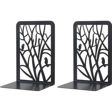 Paire Serre-Livres Arbre Noirs pour Bureau Étagères (1/5)