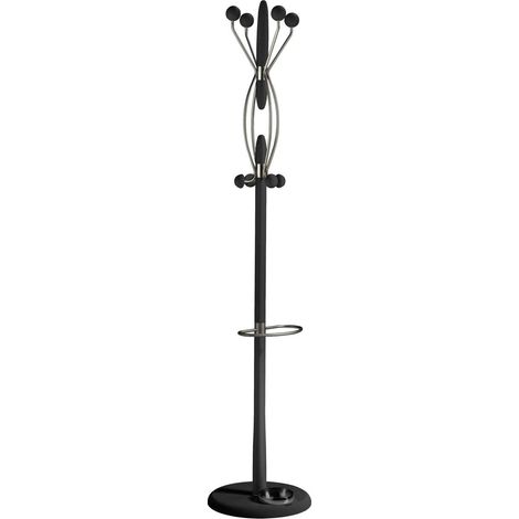 Perchero mod. 425 con paragüero herrajes cromo satinado lacado negro, 184 cm(alto)37 cm(ancho)37 cm(largo) (1/2)