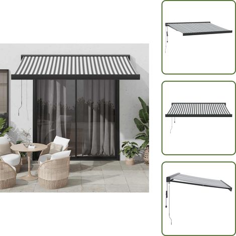 Auvent rétractable anthracite et blanc 3,5x2,5m tissu/aluminium - Auvent Rétractable - Auvents Rétractables - Store - Stores (1/5)