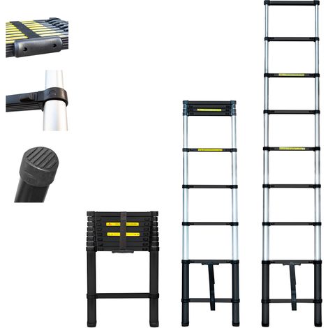 Escalera telescópica 2,6m TELESCOO9, Aluminio, Plegable, Extensible, Altura max de trabajo 3,5m, Norma EN131, 5 años de garantía, Hostrom