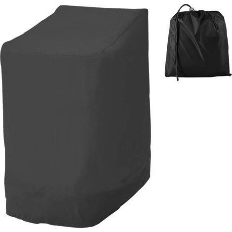 Housse de Chaise Jardin Empilable, Housse Chaise Exterieur en Tissu Oxford 210D Imperméable, Housse de Fauteuil Protege Jardin, Couverture Chaise Jardin Balcon Anti-UV/Pluie 114x85x65cm (Noir) (1/5)