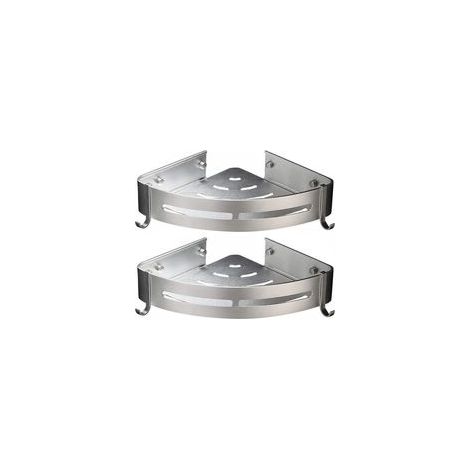 2pcs Shower Corner Shelf Shower Caddy Aluminum Bathroom Shelves-Strong Adhesive (No Drilling) Removable Hooks Rustproof (1/5)
