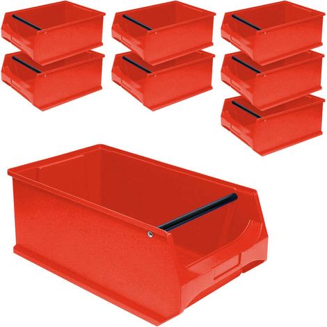 BRB Profix LB 2T Lot de 8 boîtes de présentation avec barre de charge Rouge 500 x 300 x 200 mm 21 l