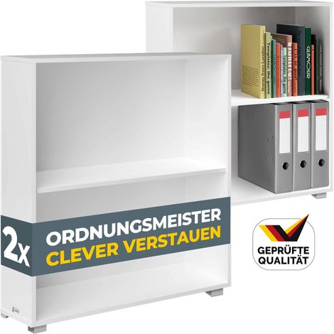 CASARIA® 2x Étagères bibliothèque 77 x 60 x 28 cm Meuble de rangement VELA 2 compartiments pour salon bureau chambre  Blanc