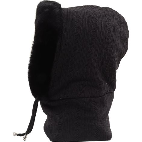 Cagoule polaire femme avec cache-col et masque intégrés - Noir - Équipement d'hiver pour sports en plein air (1/5)