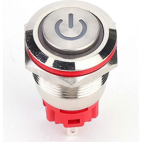 Bouton poussoir métallique 19mm DC9-30V avec voyant jaune, interrupteur à verrouillage automatique 1NO 1NC, lampe annulaire haute tête, pour panneau de commande, alimentation 9-30V continu, auto-maint (1/4)