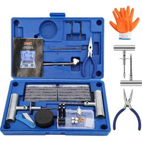 Wolketon 73 tlg. Reifen-Reparatur-Set Flicken Satz KFZ Reifen Pannenset Roller Motorrad