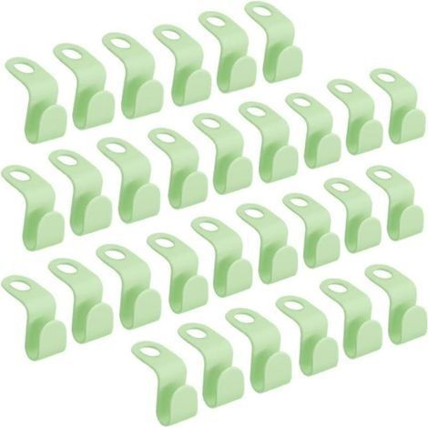 65 Pièces Crochets de Connexion de Cintre, Crochets de Connecteur pour Cintre, Crochets Organisateur de pour Cintres Gain de Place pour Penderie Placard - vert (1/5)