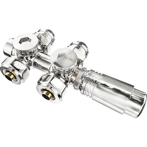 Mehrfach-Anschlussblock für Heizkörper, 50-mm-Thermostatanschluss, Heizungszubehör, Winkel- und Wandbefestigung, Chrom (1/4)