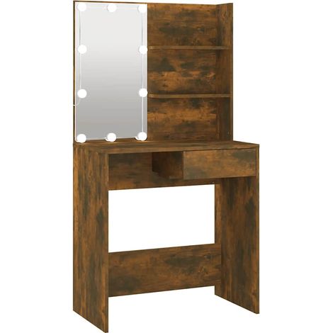 Maison Exclusive - Schminktisch mit LED Braun Eiche 74,5x40x141 c (1/5)