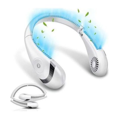 Ventilateur de cou personnel sans pales, 5 000 mAh, rechargeable, trois vitesses, portable, silencieux, pour la maison, les voyages, (1/5)