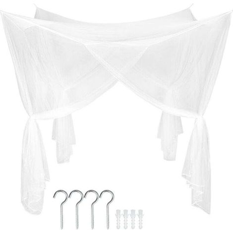 Moustiquaire pour lits simples et doubles, moustiquaire carrée, maille fine, anti-insectes, 4 entrées (200 x 220 x 240 cm) (1/5)