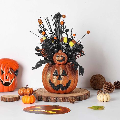 Pot À Plantes Citrouille - Décoration Halloween Pour Bureau Et Intérieur - 1 Pièce (1/4)