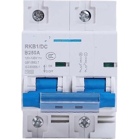 Disjoncteur bipolaire 2P 250A CC pour batterie solaire, camping-car ou yacht, avec capacité de courant et conception à deux pôles (1/5)